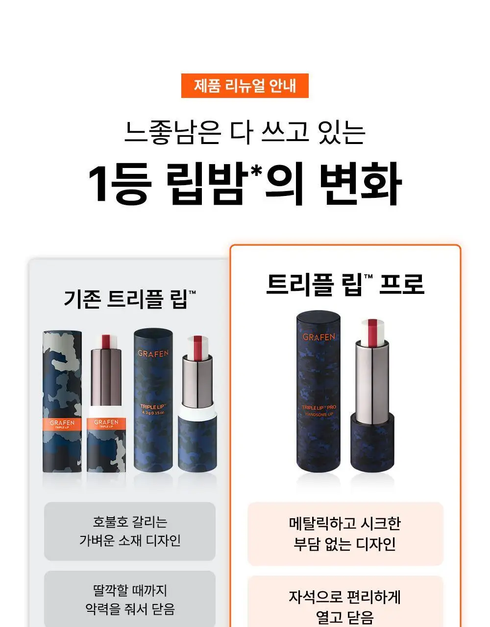 [남자립밤 1등]그라펜 트리플립 PRO 4종 택1 (핸섬립/컬러립/립센스/네이키드) 상세페이지 3